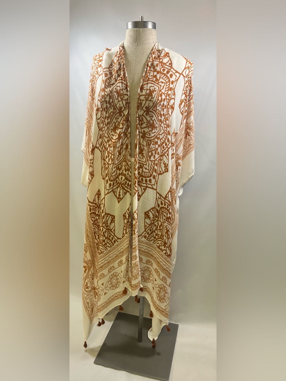 Altar’d State Bohemian Mandala Open-front Kimono Cardigan Tassel Fringe Sz L/XL